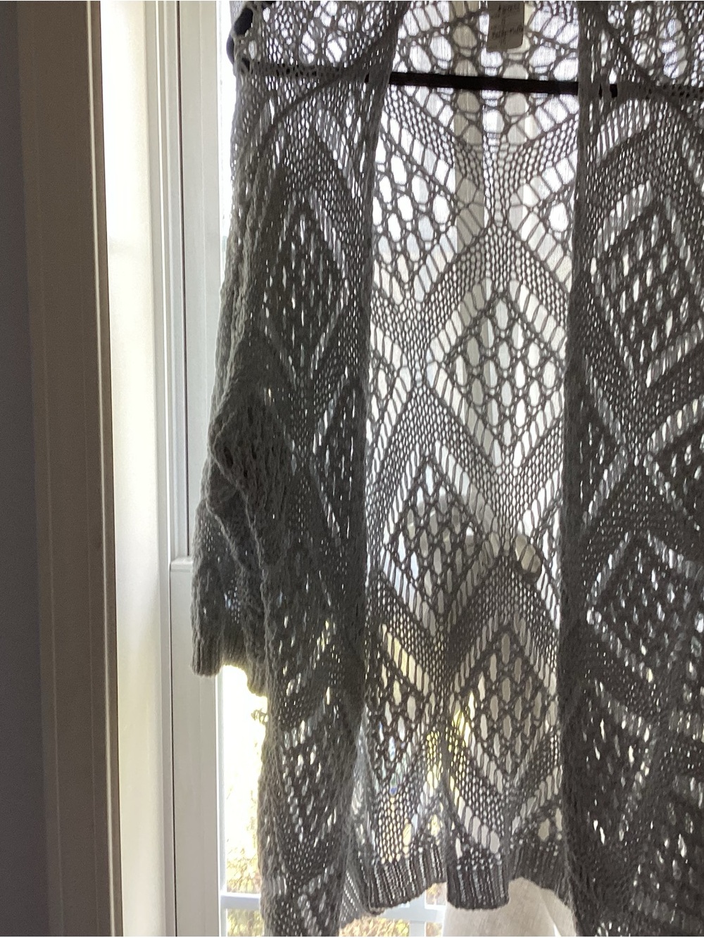 Free People Silver Blue  Open-Knit Lace Cardigan